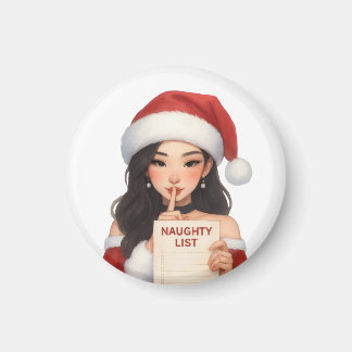 Aimant Vous êtes sur ma Naughty List Asian Mrs Clause