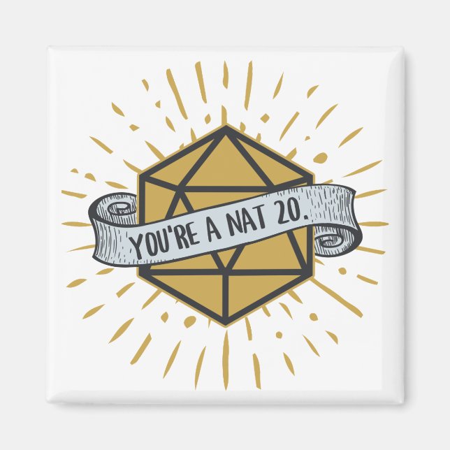 Aimant Vous êtes un Nat 20 d20 Donjons et Dragons (Devant)