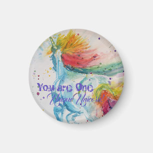Aimant Vous Êtes Une Unicorne Unique ! Aquarelle arc-en-c