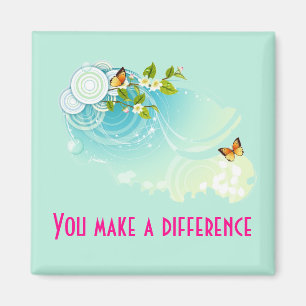 Aimant Vous faites une différence Papillons et fleurs
