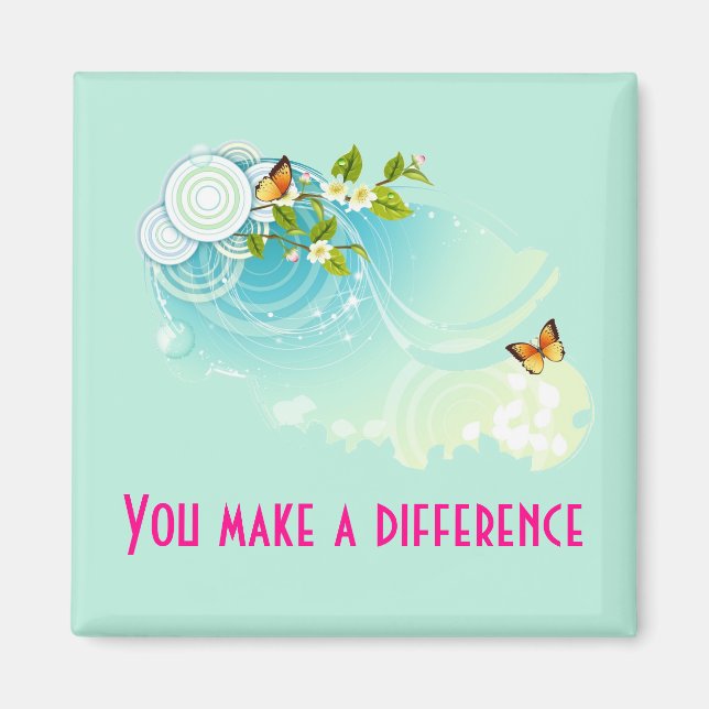 Aimant Vous faites une différence Papillons et fleurs (Devant)