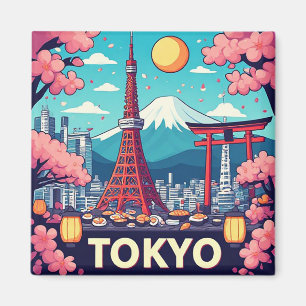 Aimant 🧲 Voyage à Tokyo sous les Cerisiers en Fleur Japo