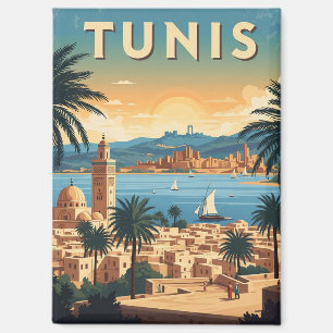 Aimant Voyage à Tunis Tunisie Vintage