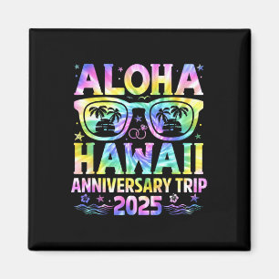 Aimant Voyage d'anniversaire Aloha Hawaii 2025 Couple Cor