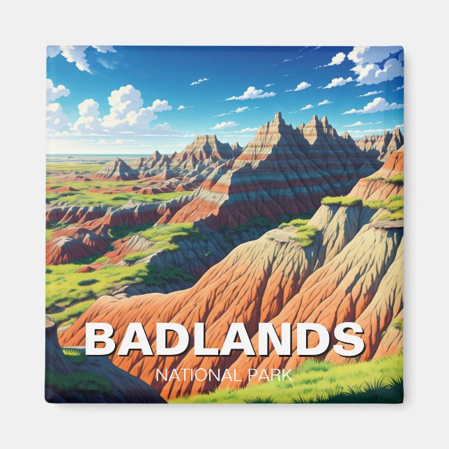 Aimant Voyage dans le parc national des Badlands (Devant)