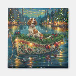 Aimant Voyage de fête de Noël de l'épagneul breton