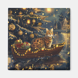 Aimant Voyage de fête de Noël du chat du Bengale