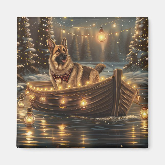 Aimant Voyage de Noël du berger allemand (Devant)