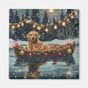 Aimant Voyage de Noël Festif du Golden Retriever