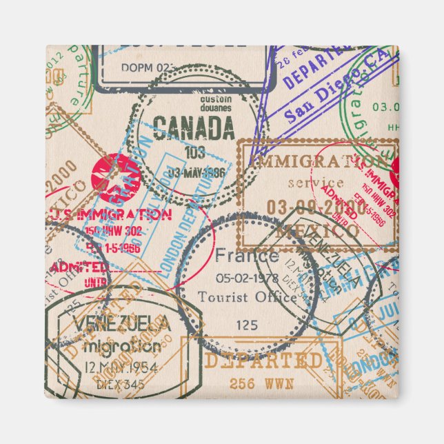 Aimant Voyage de timbres de passeport (Devant)
