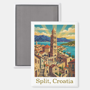 Aimant Voyage en Croatie Dalmatie Split Vintage