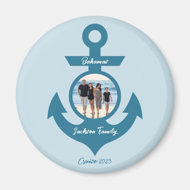 Aimant Voyage en famille de croisière personnalisé avec v (Devant)