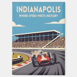 Aimant Voyage Rétro Indianapolis Indiana Course Automobil