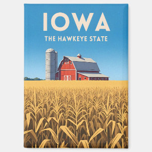 Aimant Voyage Rétro Iowa Paysage Agricole Vintage du Hear