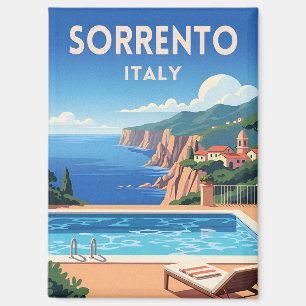 Aimant Voyage Rétro Vintage Sorrente Italie Côtière Scéni