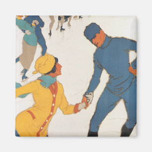 Aimant Voyage Vintage, Art Déco, Hiver Davos Suisse