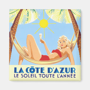 Aimant Voyage vintage Côte d'Azur France