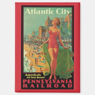 Aimant Voyage Vintage, Plage de la Station Balnéaire d'At