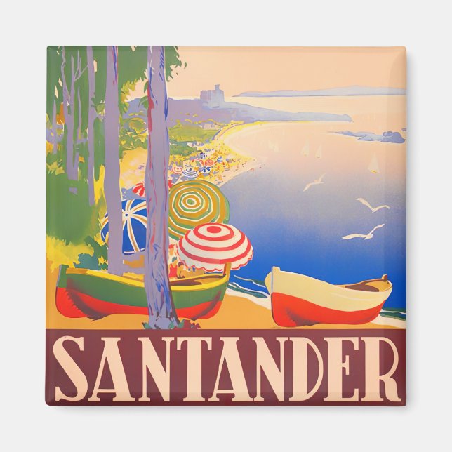 Aimant Voyage vintage Santander Espagne (Devant)