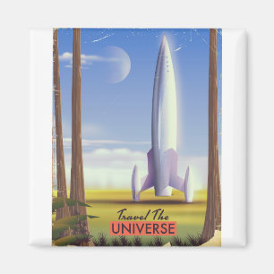 Aimant Voyagez dans l'Univers, art spatial rétro.