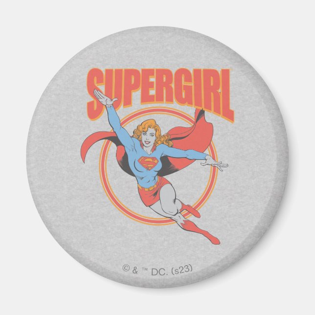 Aimant Vrai Vintage Supergirl Flying Graphic (Devant)