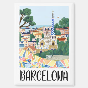 Aimant Vue colorée de Barcelone Espagne
