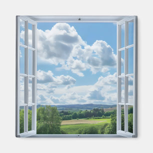 Aimant Vue de la fenêtre Paysage de campagne