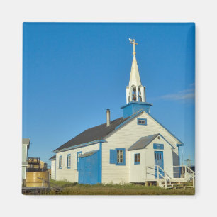 Aimant Vue d'une église bleue et blanche dans la tribu De