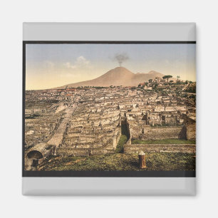 Aimant Vue générale et cru du Vésuve, Pompeii, Italie