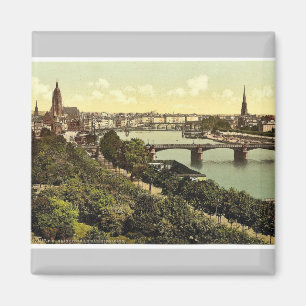 Aimant Vue générale, rivière et entrepôts, Frankfort