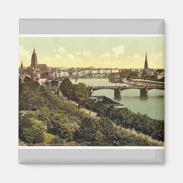 Aimant Vue générale, rivière et entrepôts, Frankfort (Devant)