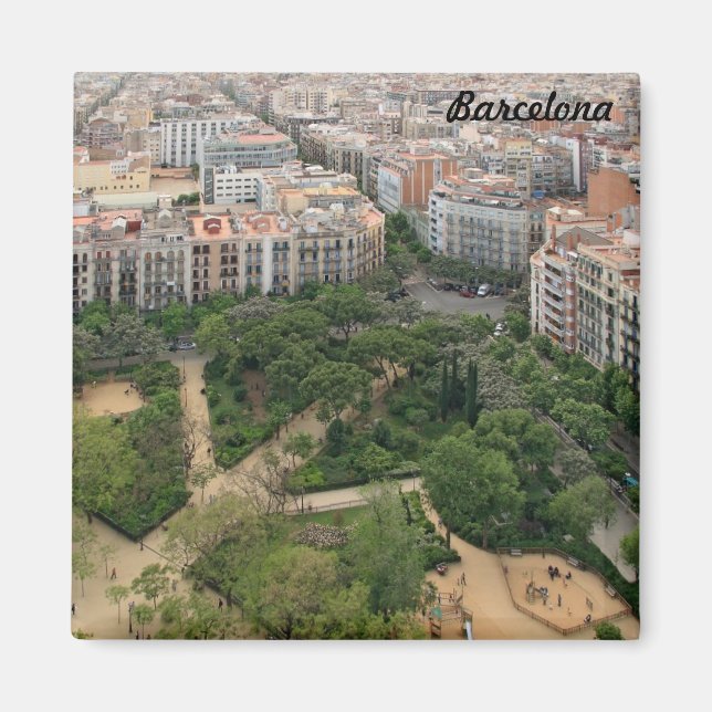 Aimant Vue panoramique de Barcelone depuis la Sagrada Fam (Devant)