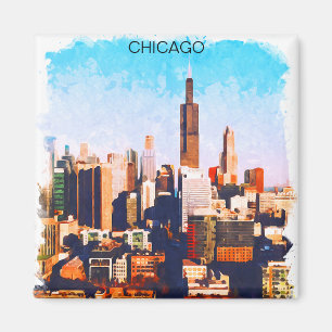 Aimant Vue Skyline de l'Illinois de Chicago
