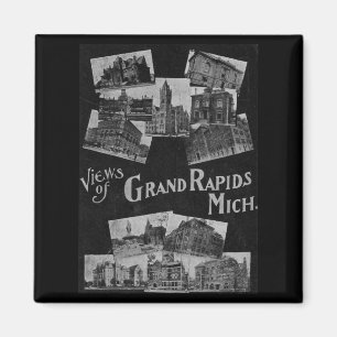 Aimant Vue sur Grand Rapids Michigan Vintage