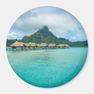 Aimant Vue sur l'aimant rond d'île de Bora Bora