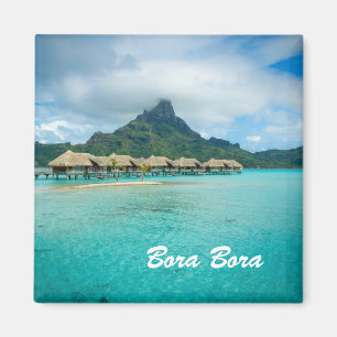 Aimant Vue sur l'île de Bora Bora avec texte