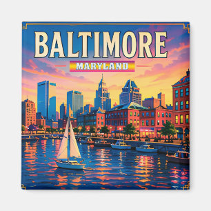 Aimant 🌇 Vues de la ville du Inner Harbor de Baltimore