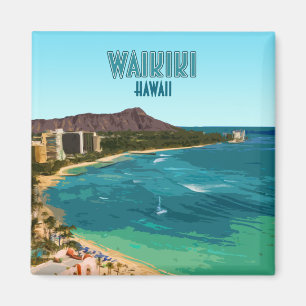 Aimant Waikiki Beach Honolulu Oahu Hawaii Vintage