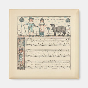 Aimant Walter Crane Baa Baa Mouton Noir Comptine