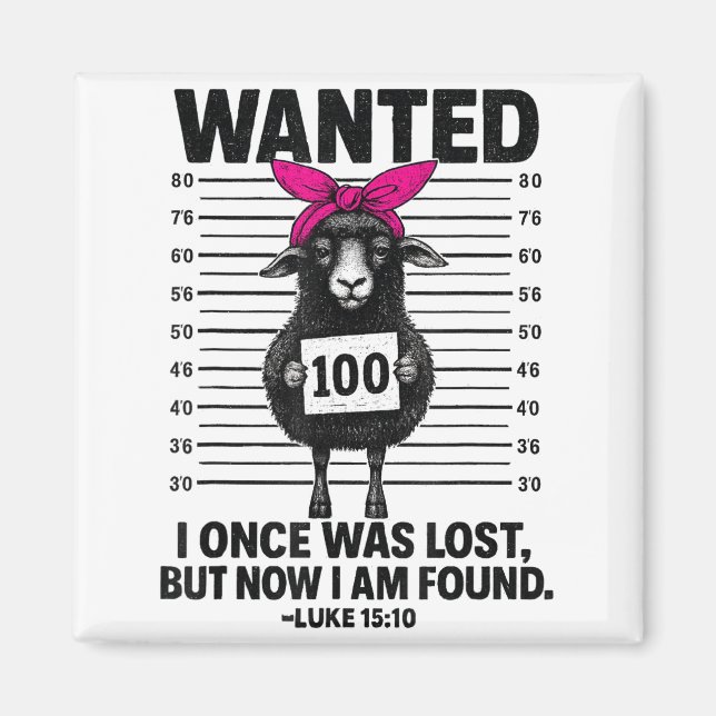 Aimant Wanted I Once Was Lost Funny Sheep Quotes Jesus Ch (Devant)