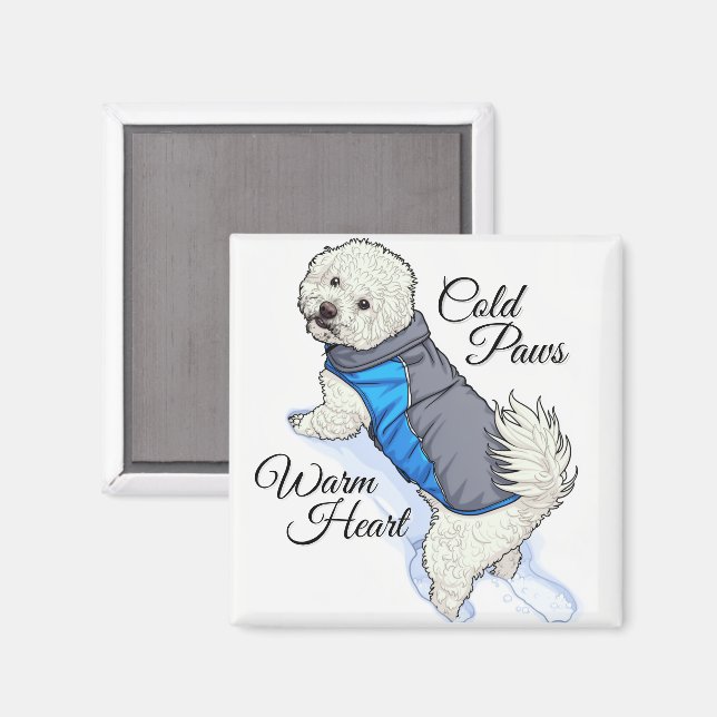 Aimant Warm Heart Snow Bichon  (Recto/Verso)