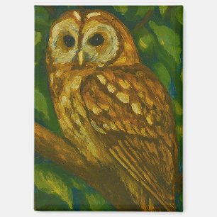 Aimant Watcher Woodland - Art Réaliste de Chouette