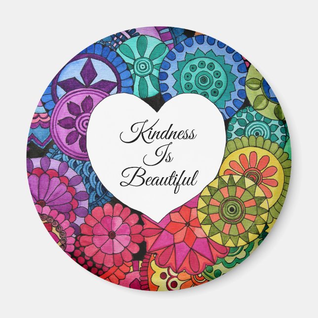 Aimant Watercolor Rainbow Mandala With Heart (Devant)
