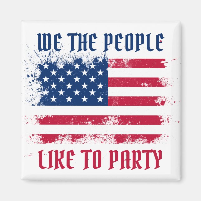Aimant We people Funny Distressed USA Drapeau Juillet 4 (Devant)