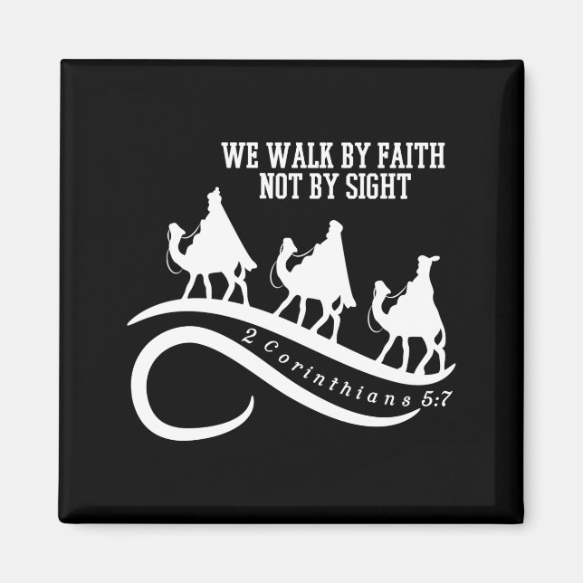 Aimant We Walk By Faith Not By Sight Christian Christmas  (Devant)