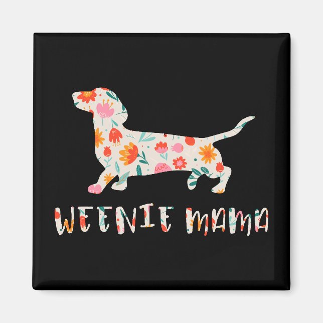 Aimant Weenie Mama Dachshund floral (Devant)