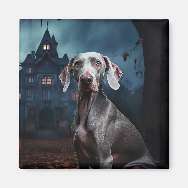 Aimant Weimaraner Halloween effroi (Devant)