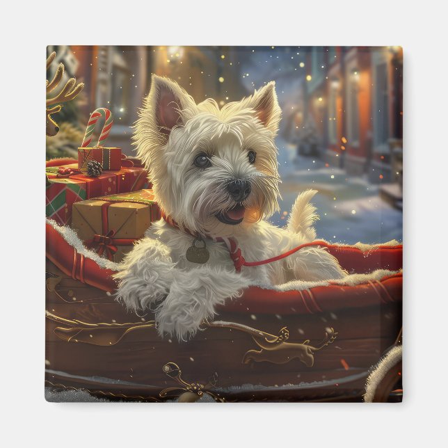 Aimant West Highland White Terrier Chien Festif de Noël (Devant)