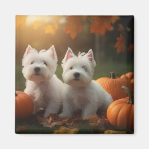Aimant West Highland White Terrier Chiot Citrouille d'aut