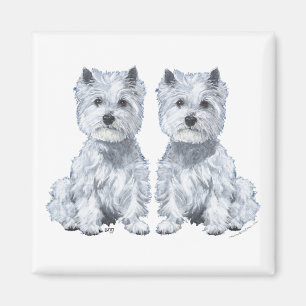 Aimant West Highland White Terrier Twins